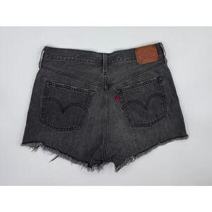 Levis Distressed Black Denim Cutoff Shorts‎ Womens